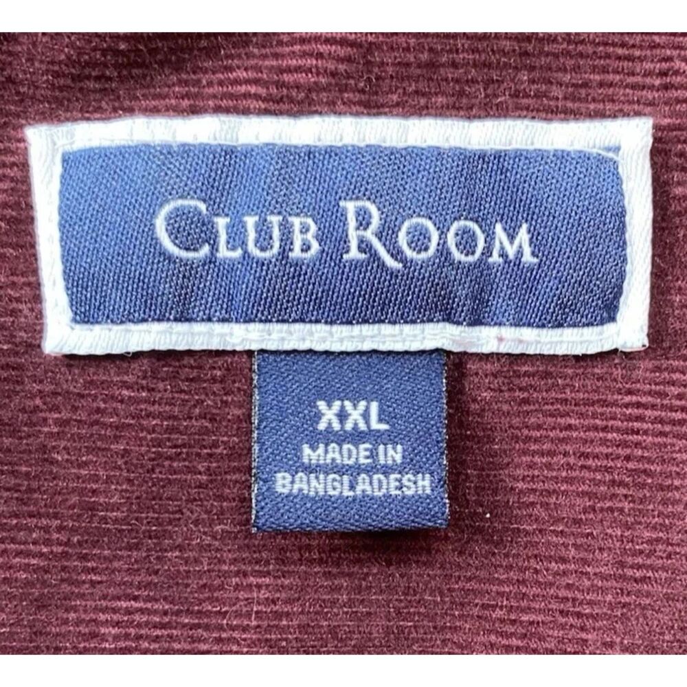 Club Room Corduroy Shirt Men's XXL Burgundy Long Sleeve Button Up 100% Cotton - Picture 7 of 8